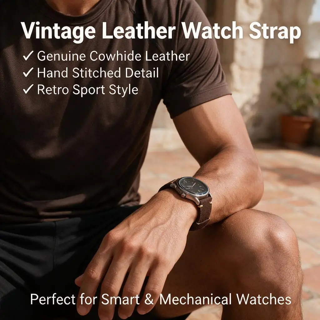 Premium Vintage Genuine Leather Watch Strap 18mm 19mm 20mm Handmade Soft Cowhide Replacement Band
