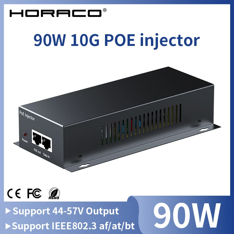 90W 10G POE Injector IEEE 802.3af 802.3at 802.3bt 10000Mbps Plug&Play PoE for IP Camera,VoIP Phone,Wireless AP