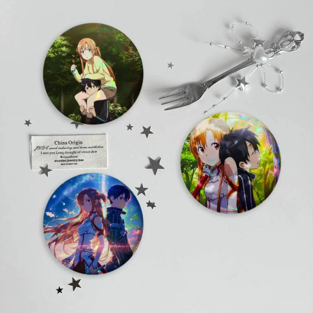 Kirito & Asuna Anime Brooches Cartoon Badge Pins Backpack Hat Accessories Friend Gift