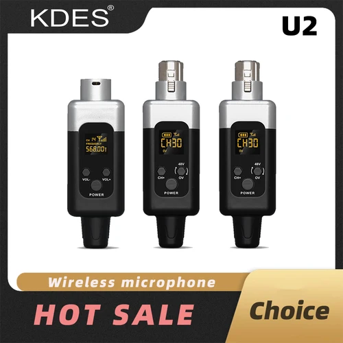 Imagen 1 del producto KDES U2 48V/0V UHF convertidor de micrófono inalámbrico XLR transmisor y receptor micrófono sistema inalámbrico para todo tipo de micrófono