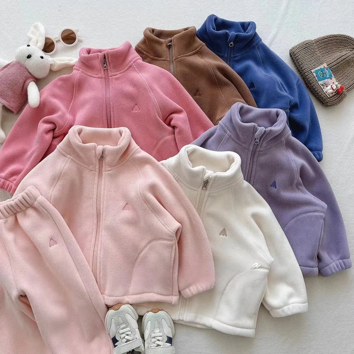 Autumn and Winter Warm Set Girls Versatile Tops Pants Children Plush Versatile Hoodies Casual Two Piece Set