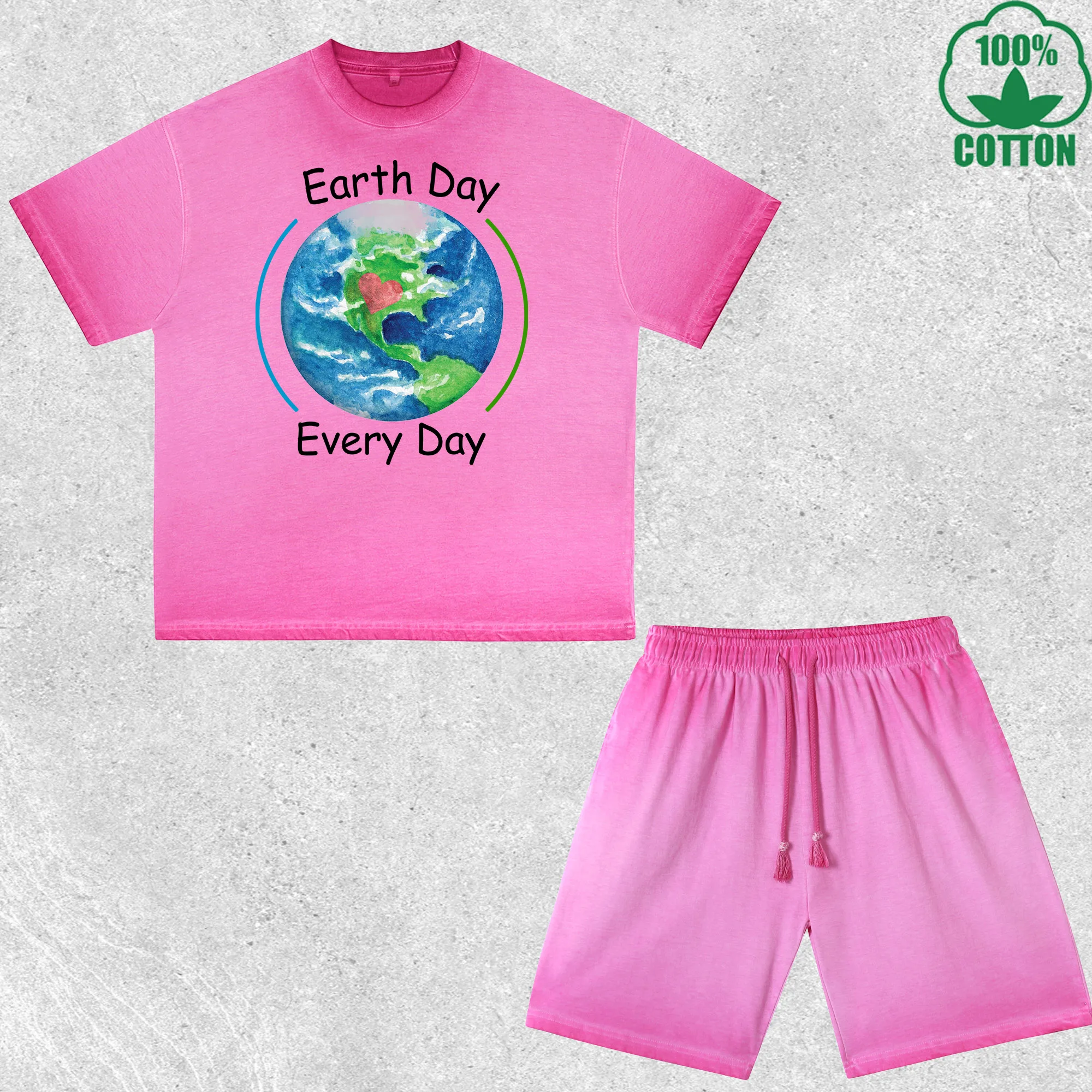 

Love Your Mother Printed Dirty Wash T-Shirt Shorts Set Multicolor Combo Loose Trendy Fashionable 100%Cotton Short Value Pack