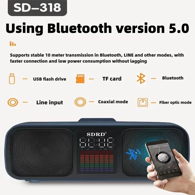 SD318 wireless dual microphone karaoke speaker all-in-one machine Bluetooth speaker outdoor portable  caixa de som bluetooth