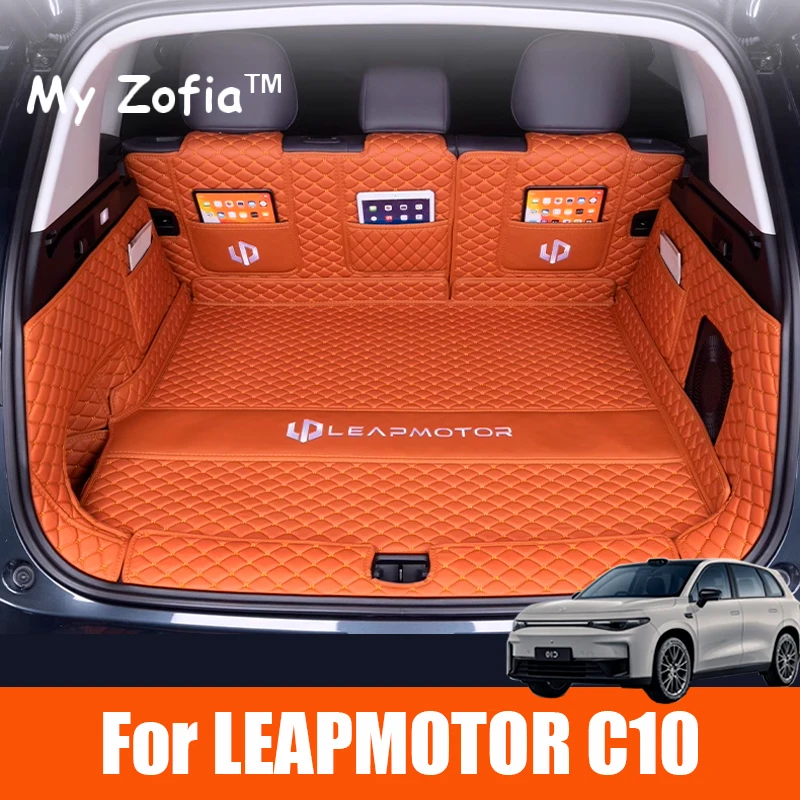 For Leapmotor C10 2024 2025 Car Trunk Mats Leather Durable Cargo Liner Boot Special Dedicated Surrounded Carpets Accessories