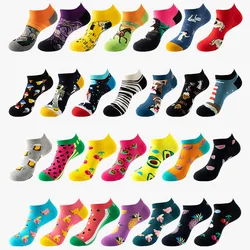 40 Estilo Moda Colorido Meias Curtas Homens Algodão Novidade Pintura A Óleo Animais Alimentos Abacate Casual Engraçado Tornozelo Sox