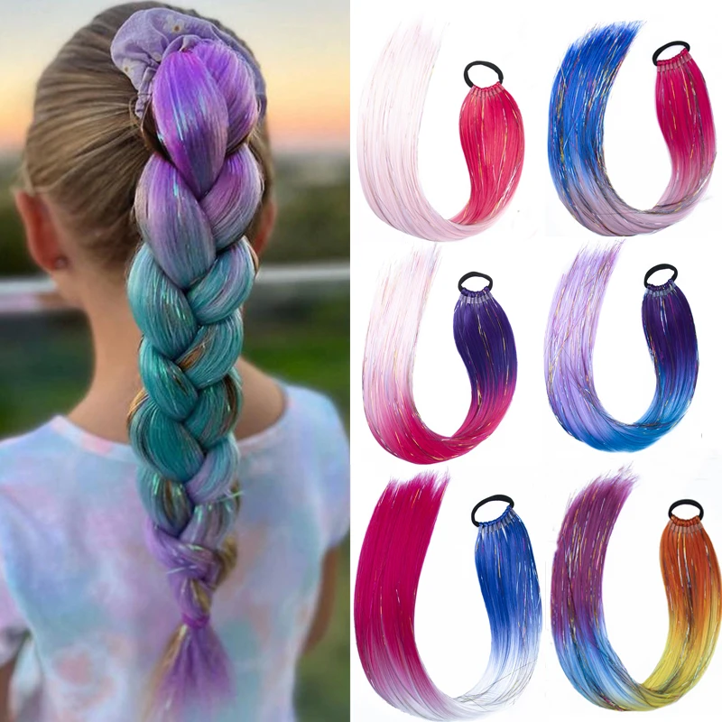 

Synthetic 60cm Colorful Hair Extensions Color Braid Ponytail Hair Crazy Hair Day Accessories For Women