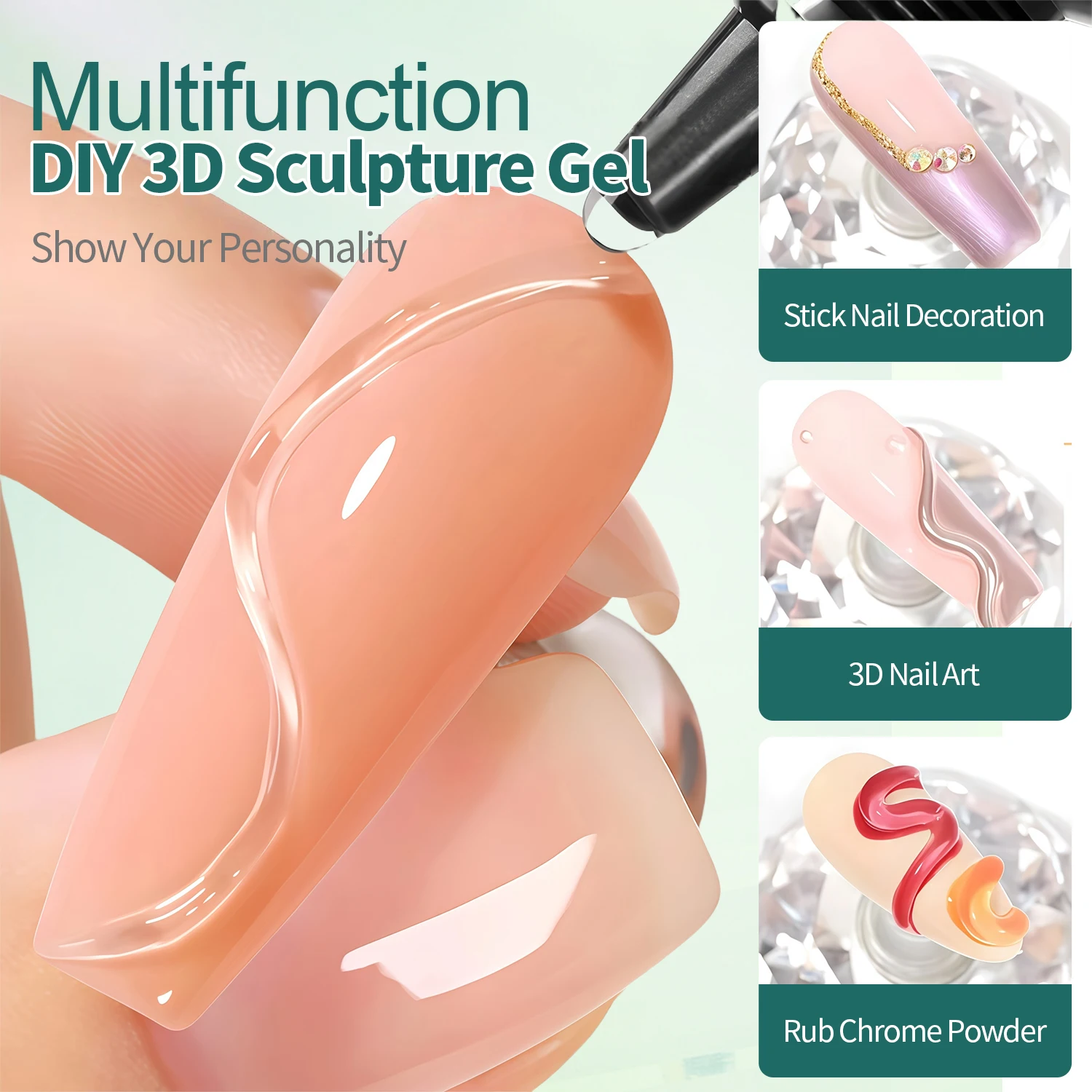 Nailpop Gel per scolpire professionale Adesivo trasparente con strass facile TPO/HEMA Gel gratuito per cura UV Qualità del salone per manicure creativa