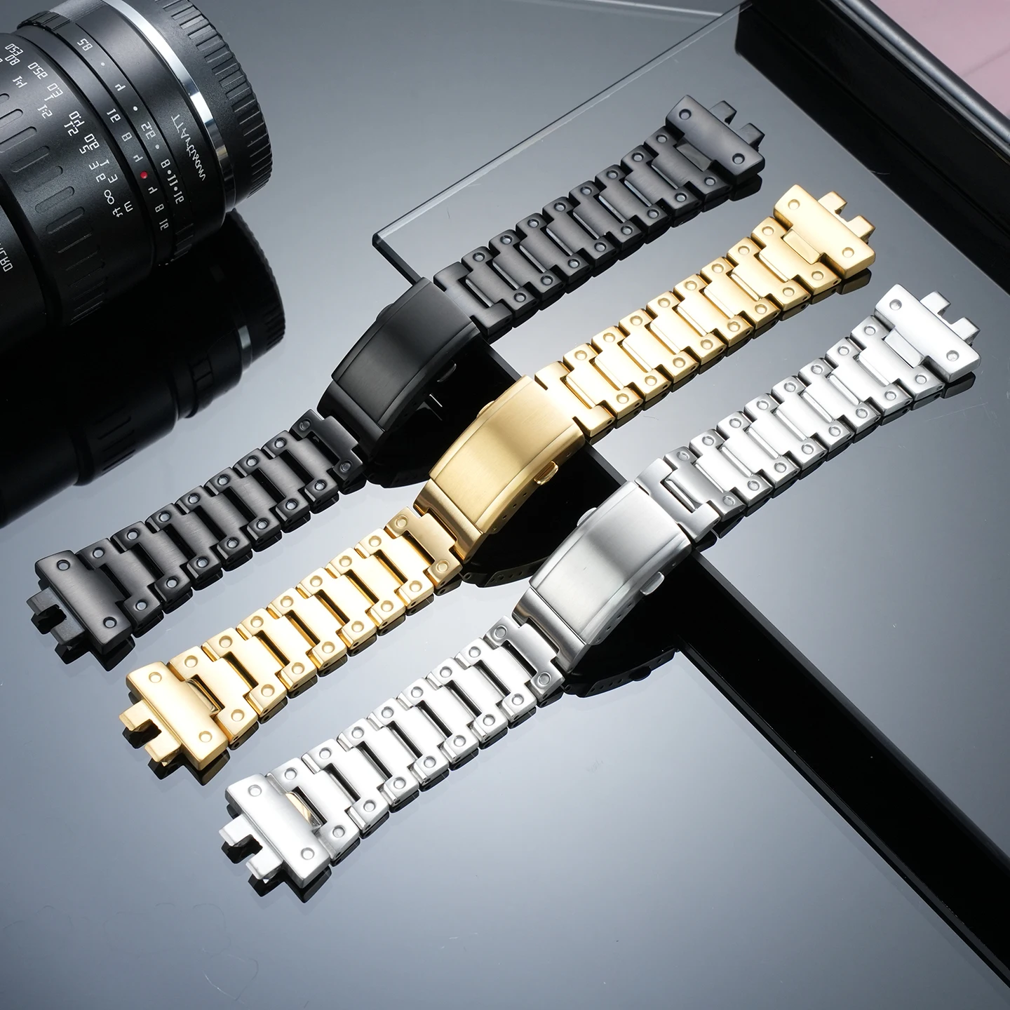 Suitable for Casio GM-B2100 stainless steel watch strap, GMC-B2100 protruding stainless steel watch chain watch accessories