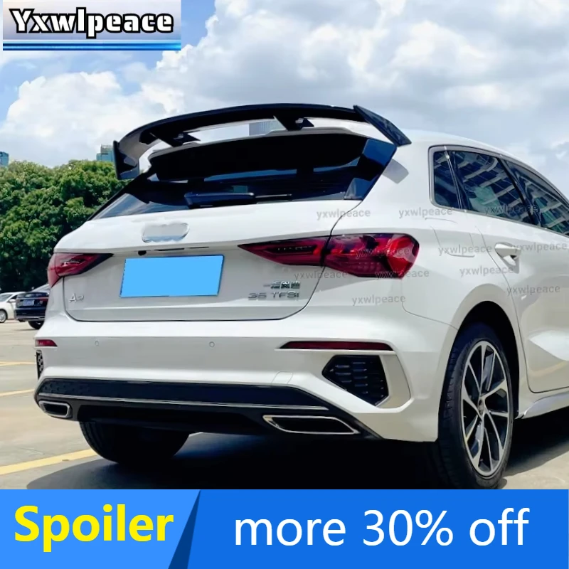 

For Audi A3 Hatchback 2014-2023 2024 Roof Spoiler ABS Carbon Fiber Look / Glossy Black Rear Trunk Lid Wings Car Accessories