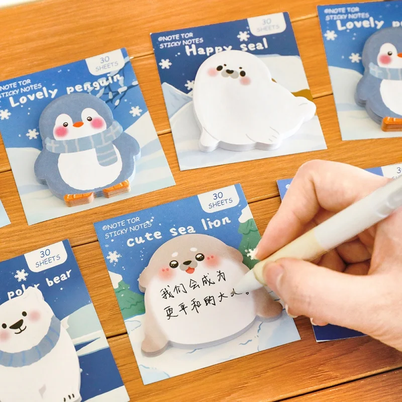 48pcs/lot Kawaii Polar Bear Penguin Seal Memo Pad Sticky Notes Cute Stationery Label Notepad Planner Sticker Post School Supply