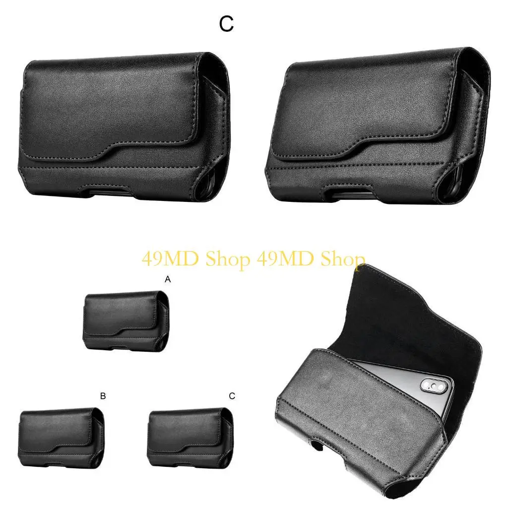 

49MD Horizontal Leather Belt for Case Holster Sleeve Phone Holder for Men Trave