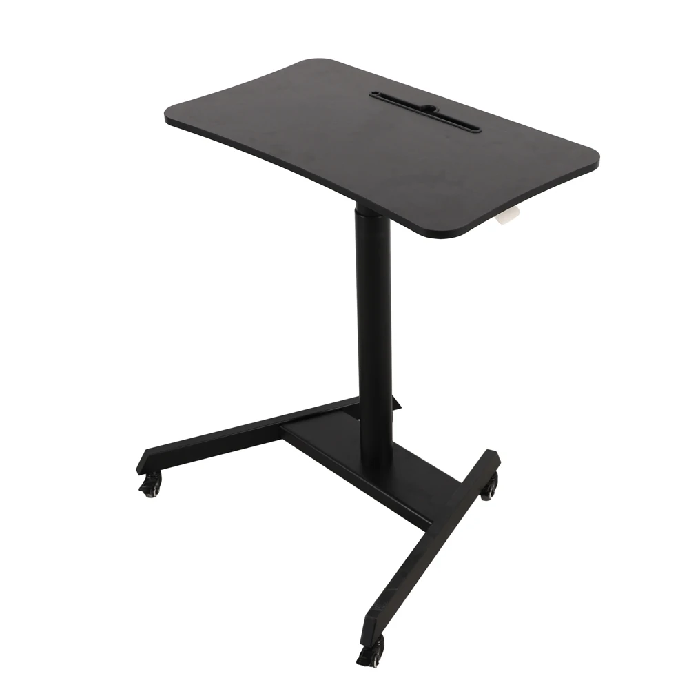 Pneumatic Standing Desk, Gas Spring Height Adjustable Desk, Black Ergonomic Sit Stand Table for Living Room, Easy Assembly