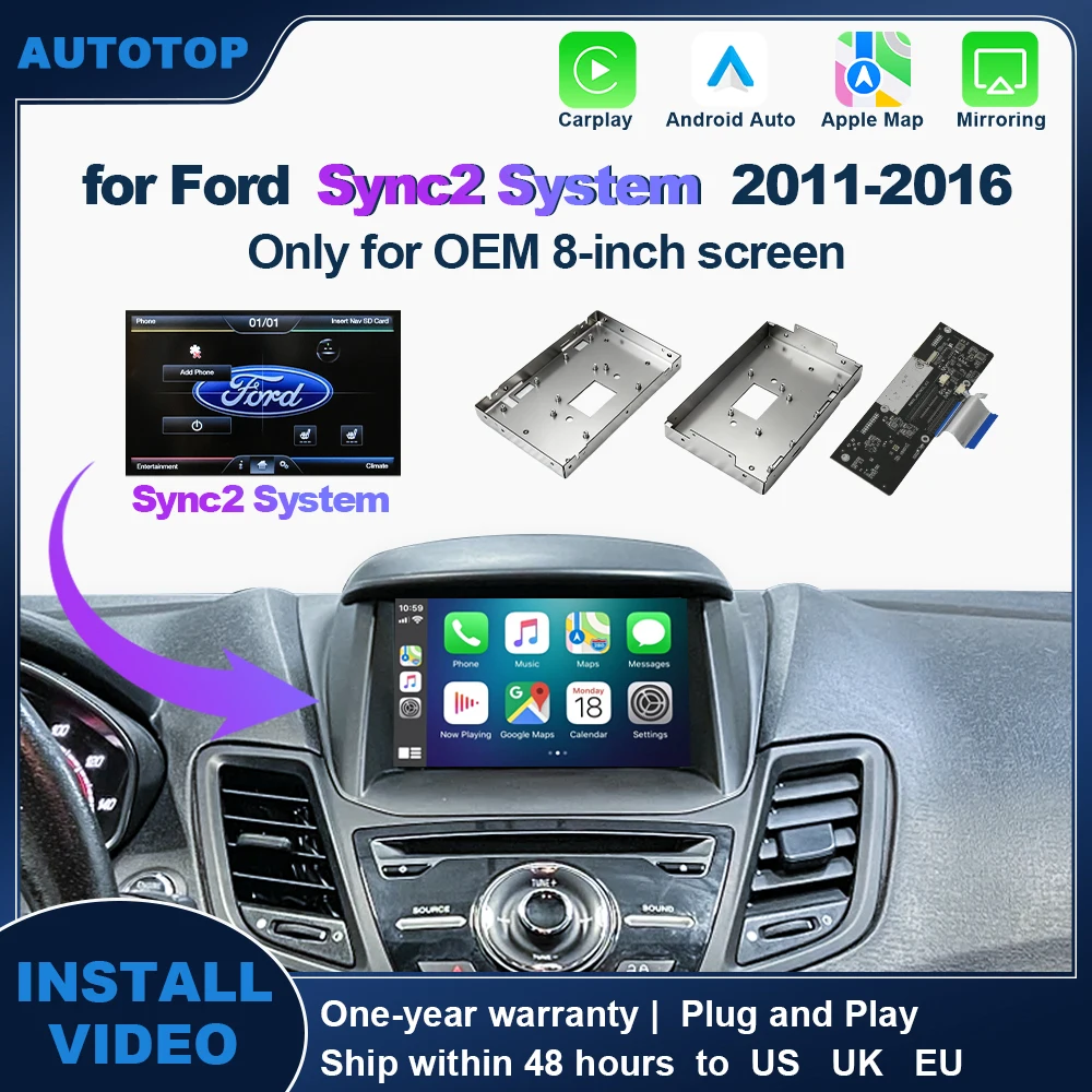 

Беспроводной интерфейсный блок AUTOTOP CarPlay Android Auto для Ford Sync2 2011-2016 Fiesta Focus Mondeo, Airplay Mirror Link Navigation