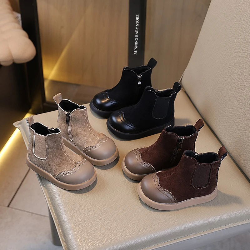 

Весенне-осенняя детская обувь 202, обувь для мальчиков в британском стиле ретро, красивые нескользящие модные ботинки для маленьких девочек