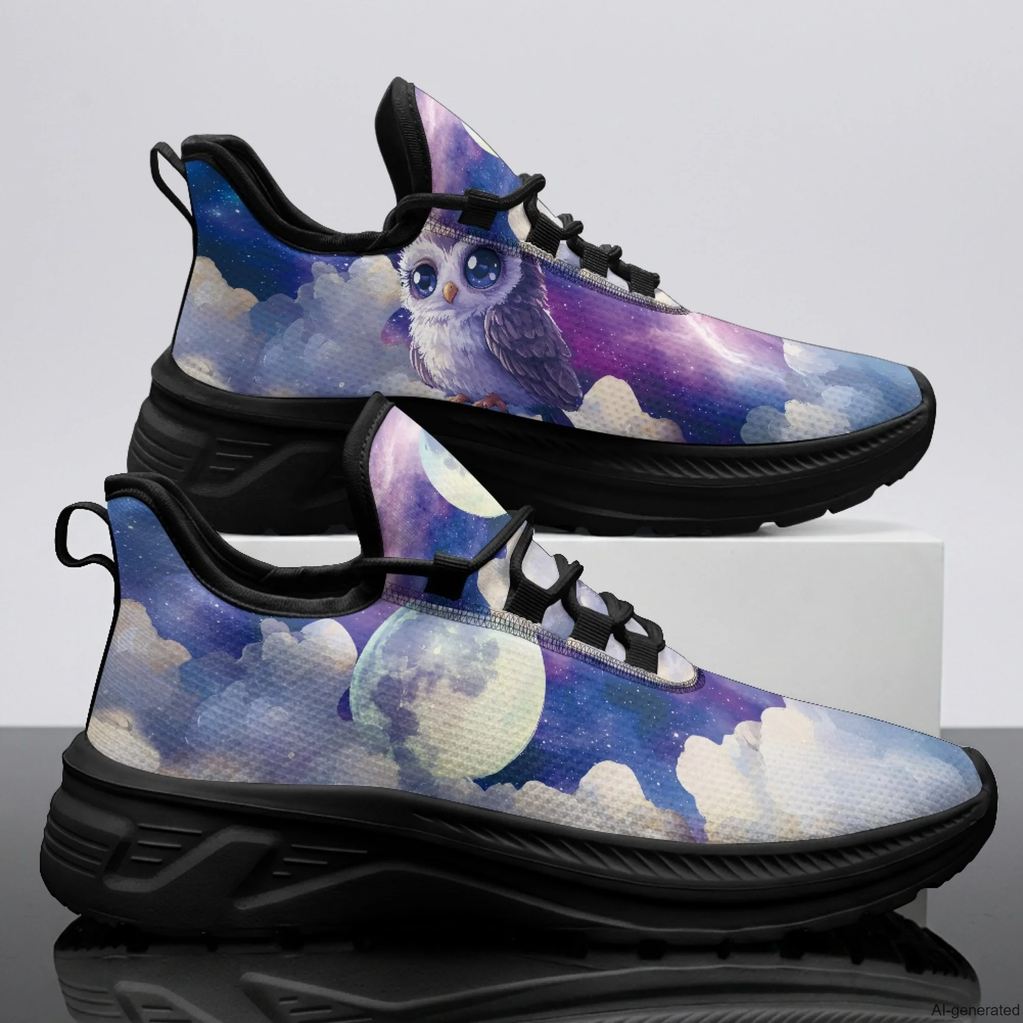 XIXIRIMIDO Womens Walking Shoes Owl Moon Print Football Sneakers Mens Gym Sports Casual Fashion Shoes Trainers Shoes 35-48