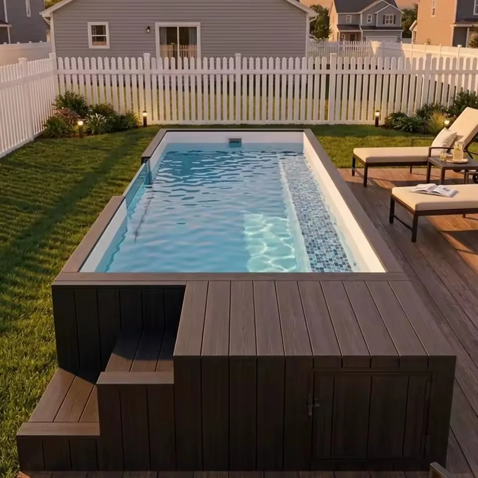 Jacuzzi de Lujo con Mosaico, Spa para Jardín Exterior, Piscina Elevada de Fibra de Vidrio Prefabricada
