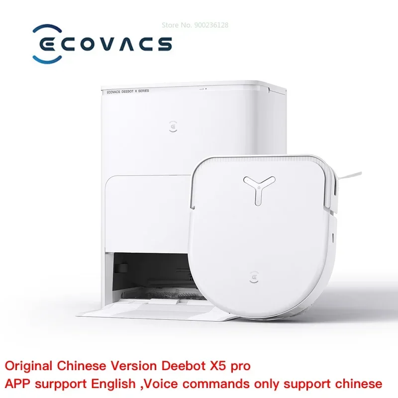 Ecovacs-Deebot X5 PRO Aspirador Robô, 12800 Pa, Identificação de esgoto, 158 Graus, Lavagem de água quente, Mop, Versão chinesa,