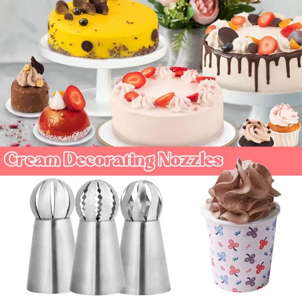 3PCS Wedding Cake Nozzles Cake Turntable Pastry Puff Skirt Icing Piping Nozzles Dessert  Cake Cupcake Decorator Tool Kitchen New