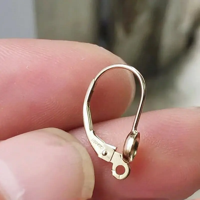 Bezel Cup Leverback with Ring, 14K Gold Filled, 4mm Cup Leverback Components, Gold Ear Wire for Jewelry, Earrings Accessories