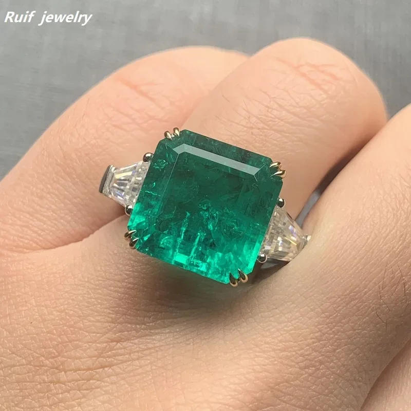 Ruif Customization Luxury 14k 18k Gold 15mm Lab Grown Emerald Rings for Women Elegant Jewerlry for Important  Occasion