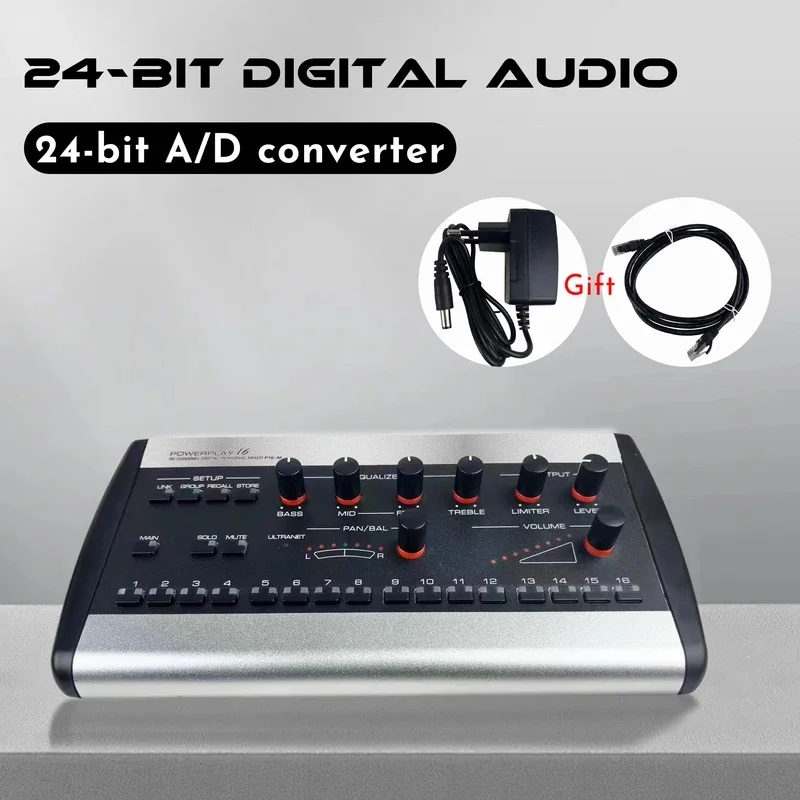 Paulkitson P16‑M 16‑Ch Digital Personal Mixer Audio Mixer Mixing Console State‑of‑art 24‑bit DAC For Premium Audio Quality