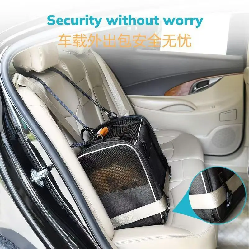 Foldable Large Capacity Pet Car Bag Breathable Lightweight Portable Handbag Outdoor Travel Cat Dog Carrier