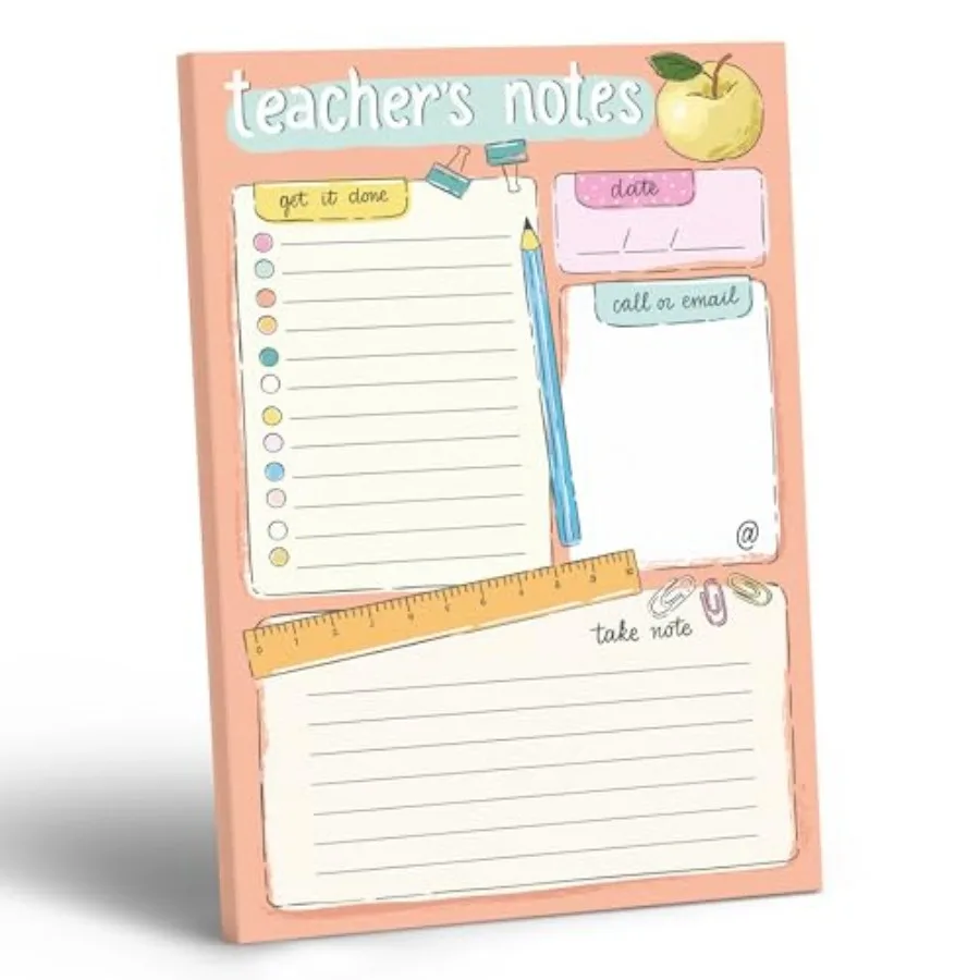 

Teacher Planner Pad Weekly Undated Lesson Planner for Teachers 60 Tear-Off Sheets 9" x 6" Compact Desk Notepad with Notes and C