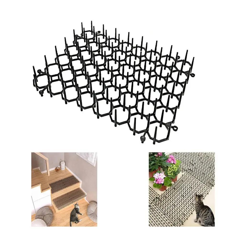 Novo tapete repelente de plástico para gatos, pode ser empilhado, estaca macia, anti-vandalismo, grade sem danos, tapete anti-escalada para animais de estimação, interior e exterior