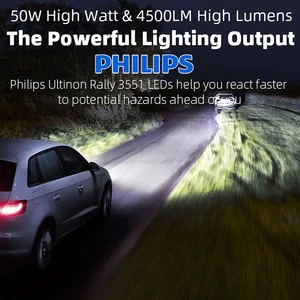 Philips-Púnultinon Rally Car Lighthouse Lampe, H7 LED H4 H11 9005 HB3 9006 HB4 9012 HIR2 Nebel Leuchtturm, 6500K High Power, LED-Lampe 50W 10 Hauptverkaufs -Leuchtturm -Motorrad -Rallye - №2