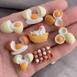 10pcs Kawaii Mini Egg Flat Back Resin Charms Dollhouse Craft Material Figurine Cabochon Diary Decorating Accesorios De Resina