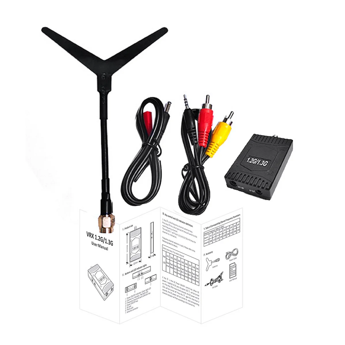 A51I 1.2G 1.3G VRX 9 Channel FPV Video Audio Receiver for RC Long Range Airplane Drone