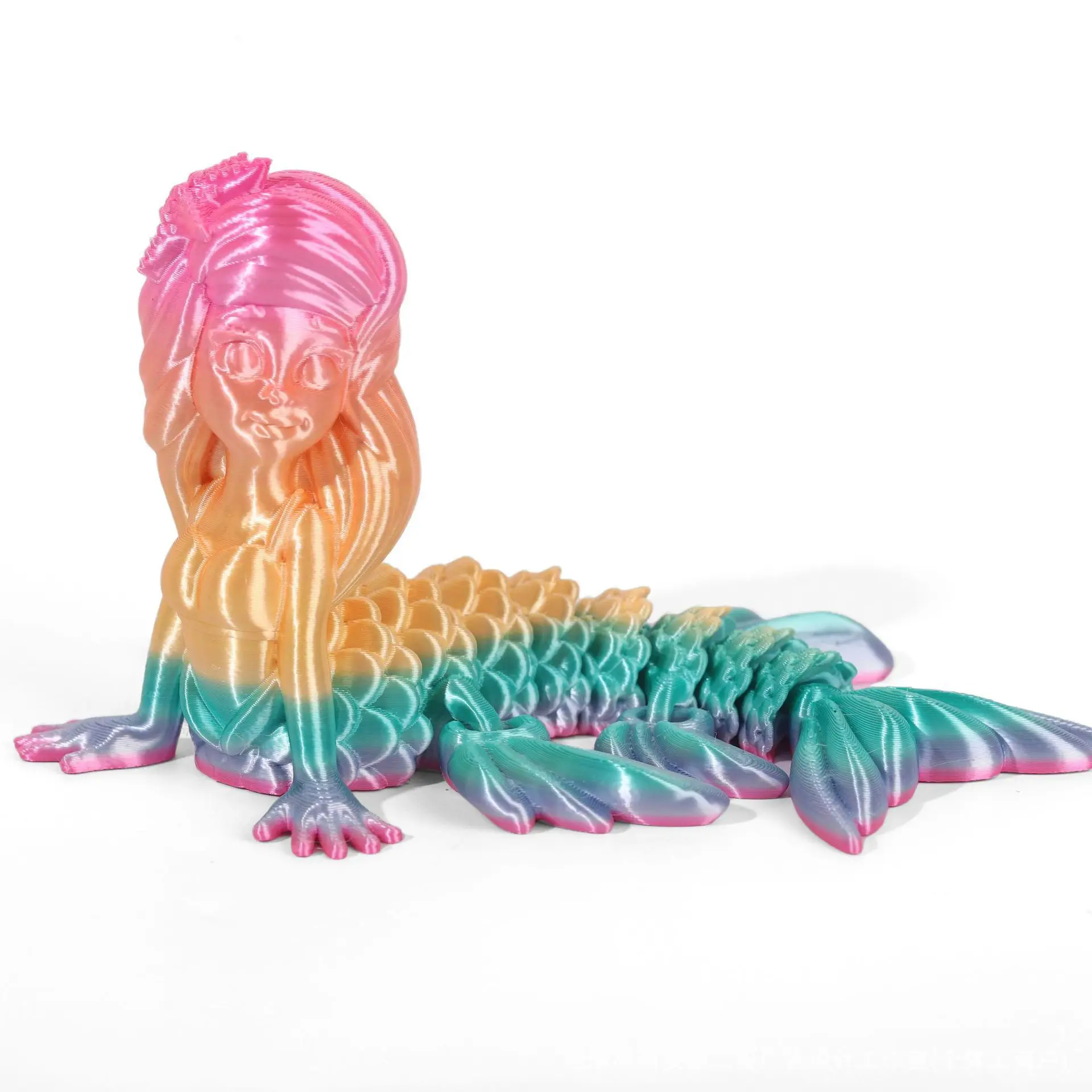 Statue de sirène imprimée en 3D, modèle miniature de jardin de conte de fées, jouet de décompression multi-articulé et mobile, décoration de salon et de maison.