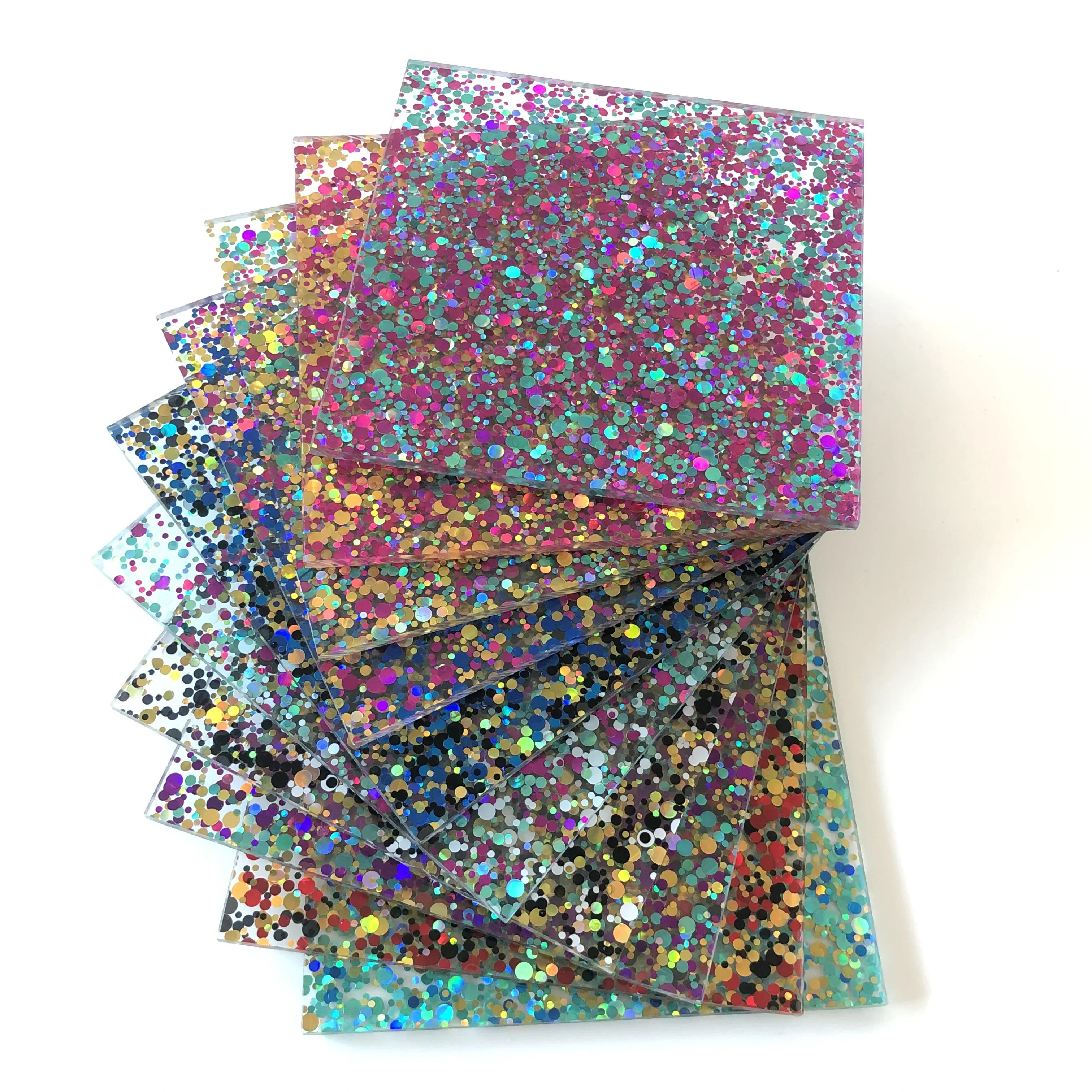 Sparkle Sequin Acrylic Panel PMMA Plexiglass 3mm Thick,10 Colors for DIY Craft Jewelry & Art Decoration