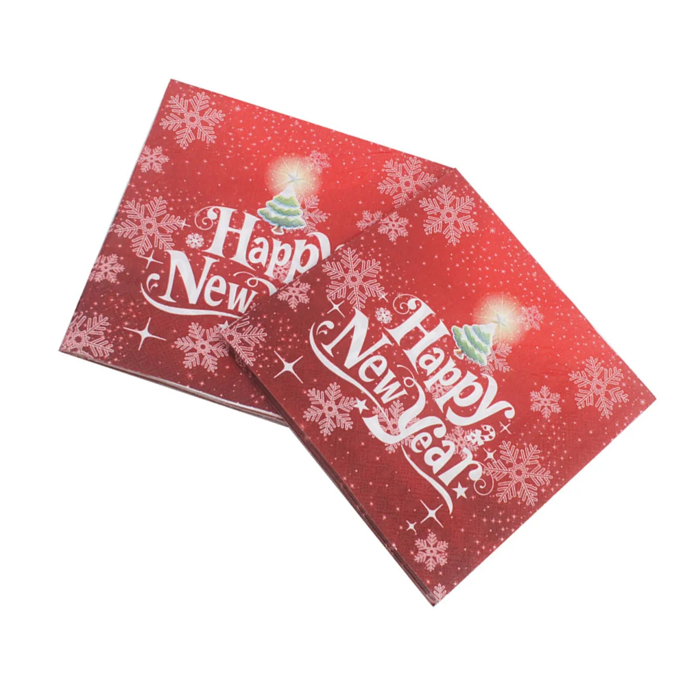 40 Pcs Napkin Christmas Party Decoration Snowflake Napkins 33*33CM New Year Paper