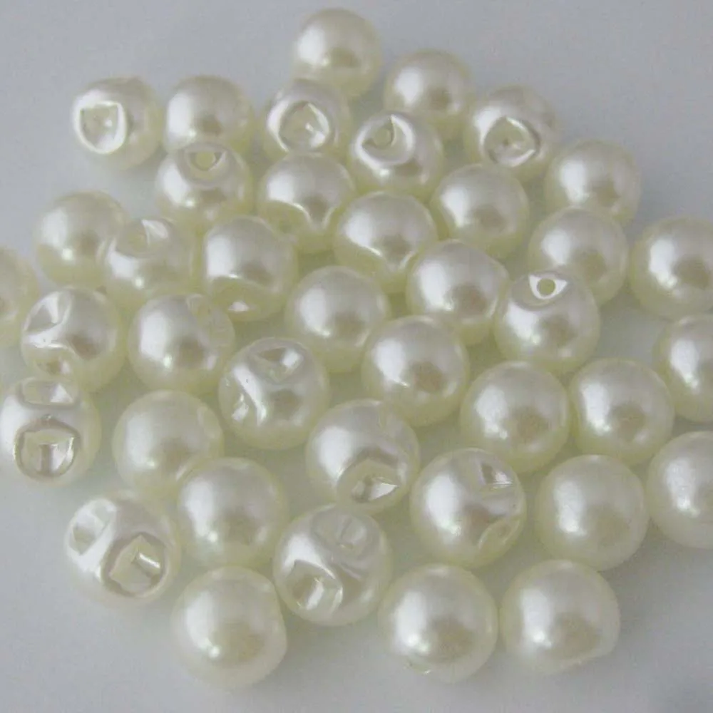 200Pcs Side Hole Cream Color Plastic Pearl Buttons For Garment 6mm/8mm/10mm/12mm DIY Sewing Accessories