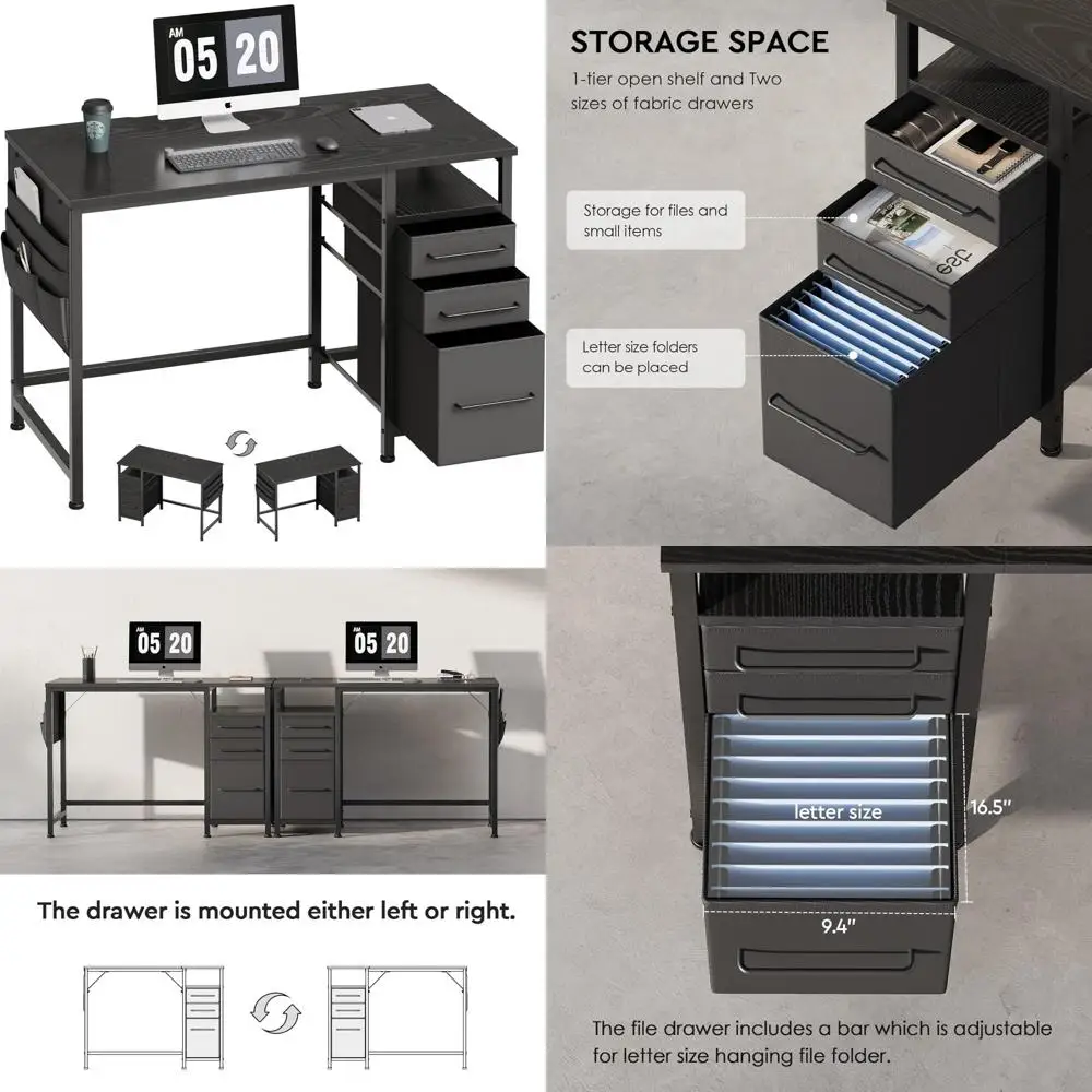 

Компактный 40-дюймовый стол с выдвижными ящиками и полками — небольшой письменный стол для решения для хранения домашнего офиса