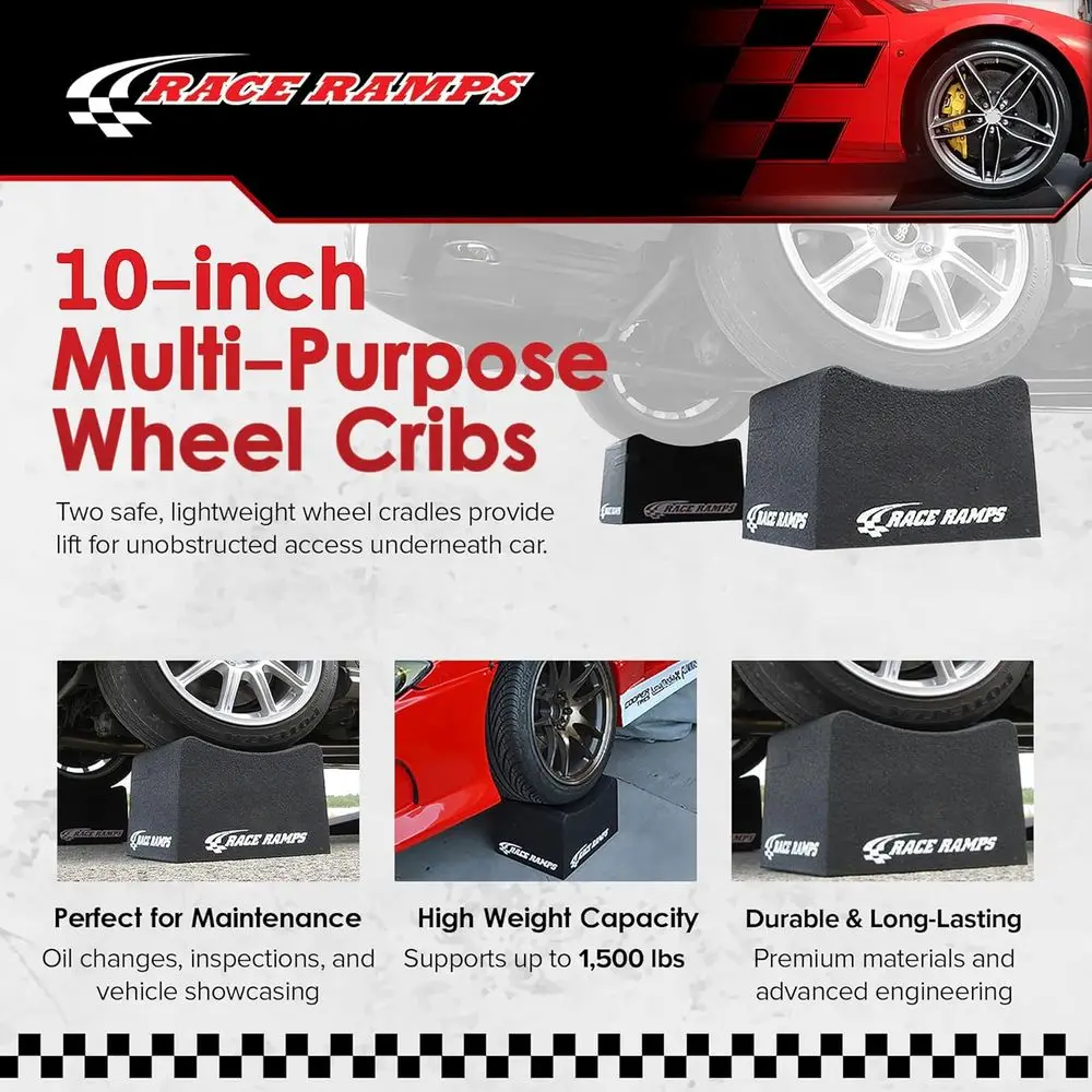 10 Inch Lightweight Non-Scratch Wheel Cribs for Car Maintenance and Oil Changes