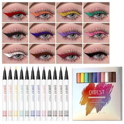 QIBEST 12 Colors/Box Liquid Eye Liner Waterproof White Eyeliner Pencil Makeup Set Cosmetics Long-Lasting Make Up Colored Liner