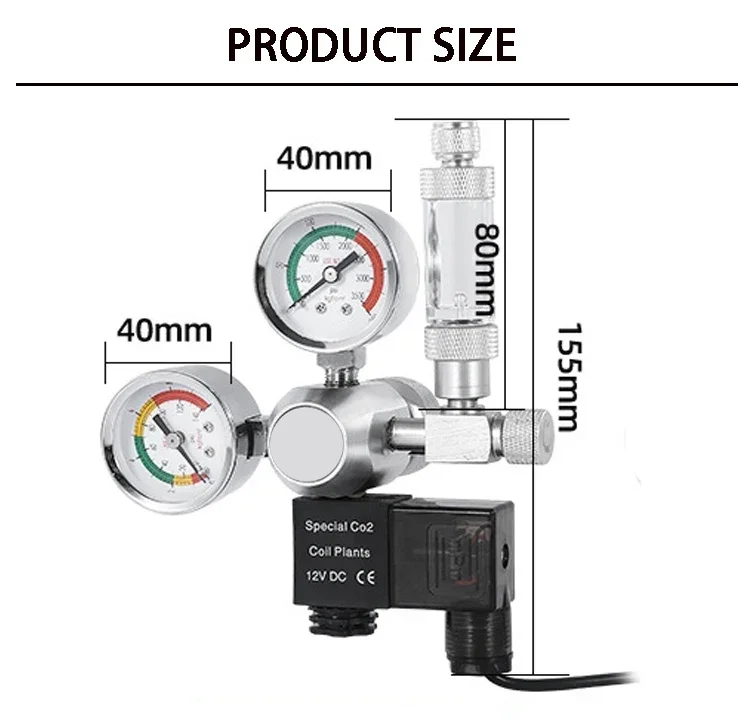 Magnetventil CO2 Pressure Regulator W21.8 Fish Tank Reducing Valve Aquarium Flant Double Gauge Bubble Recorder Magnetic Solenoid Valv Weitere Ventile — Detail 4