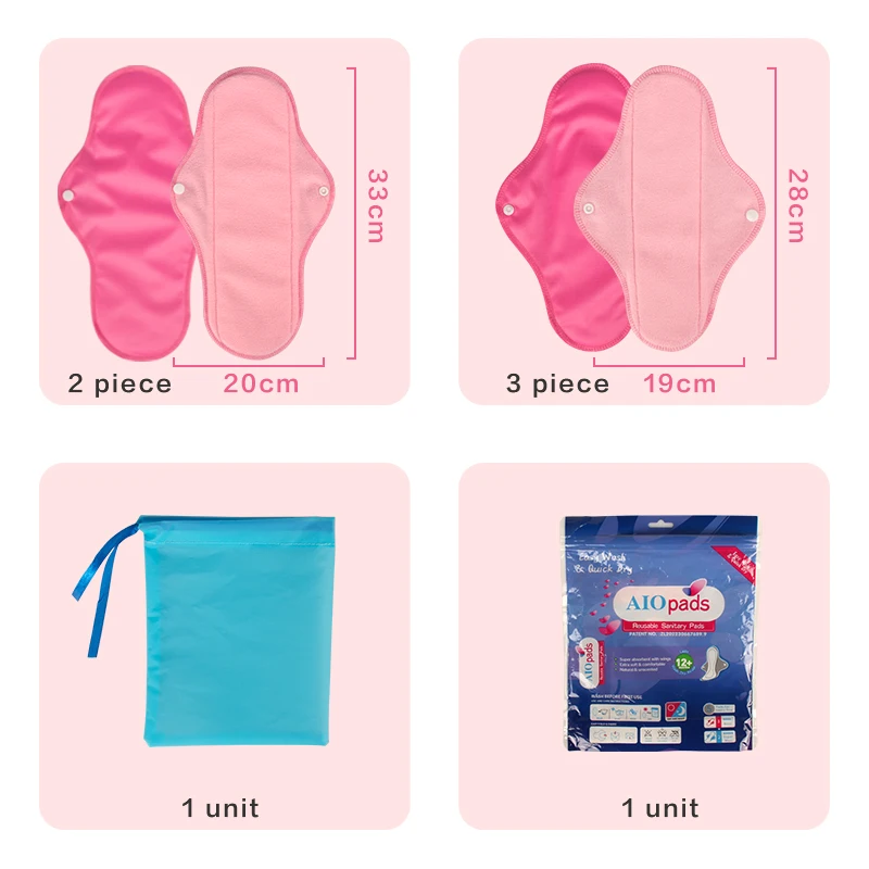 6Pcs Pink Flannel Cloth Pads Set Reusable Washable Waterproof Leak-Proof for Menstrual Postpartum Light Flow Hygiene