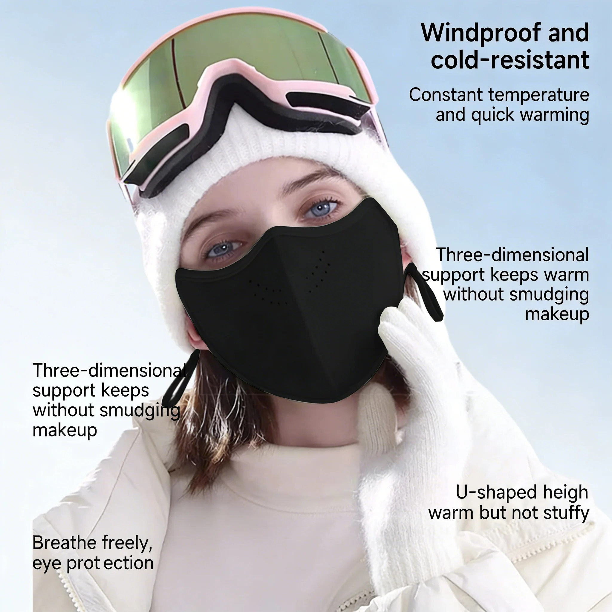 Women's Outdoor Cold-Proof Mask Thickened With Breathable Holes Windproof Dustproof Warm Face Cover For Winter Daily Use