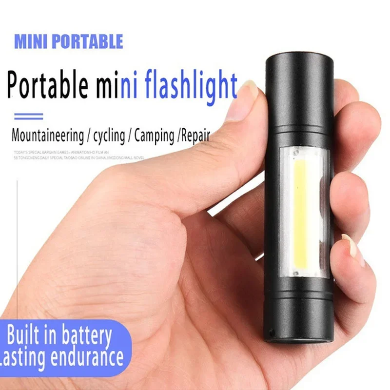 Rechargeable Led Flashlight Super Bright Mini Work Light 3 Modes Waterproof Portable COB Tactical Torch Zoomable Camping Lantern