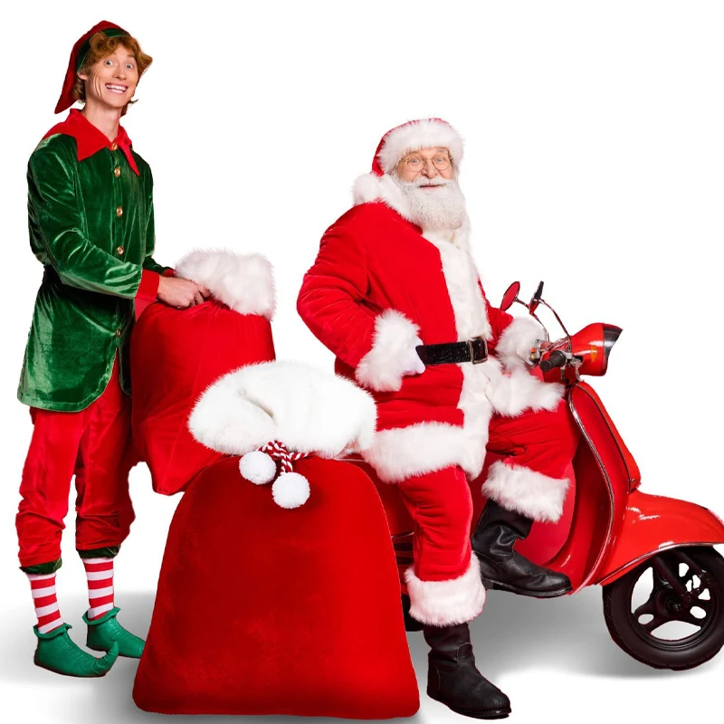 Red Velvet Christmas Gift Bag, White Fluffy, Fluffy Gift Storage Bag, Suitable For Christmas And New Year Gift Storage Bags