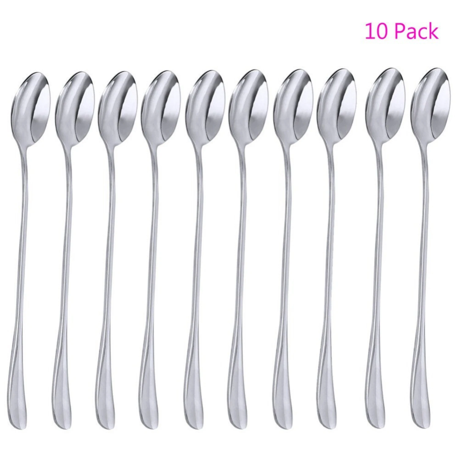 

10 Pack Magik Long Handle Stainless Steel Mixing Ice Cream Coffee Spoon Set