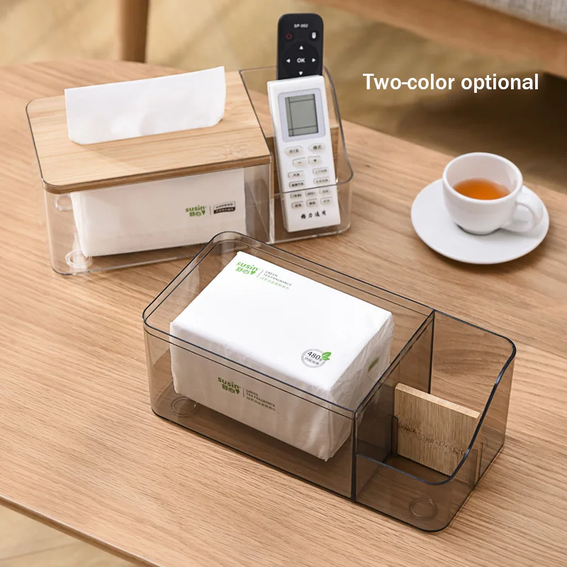 Multi-functional Remote Control Tissue Storage Box Home Living Room Dining Room Desktop Decoration Wooden Cover Tissue Box