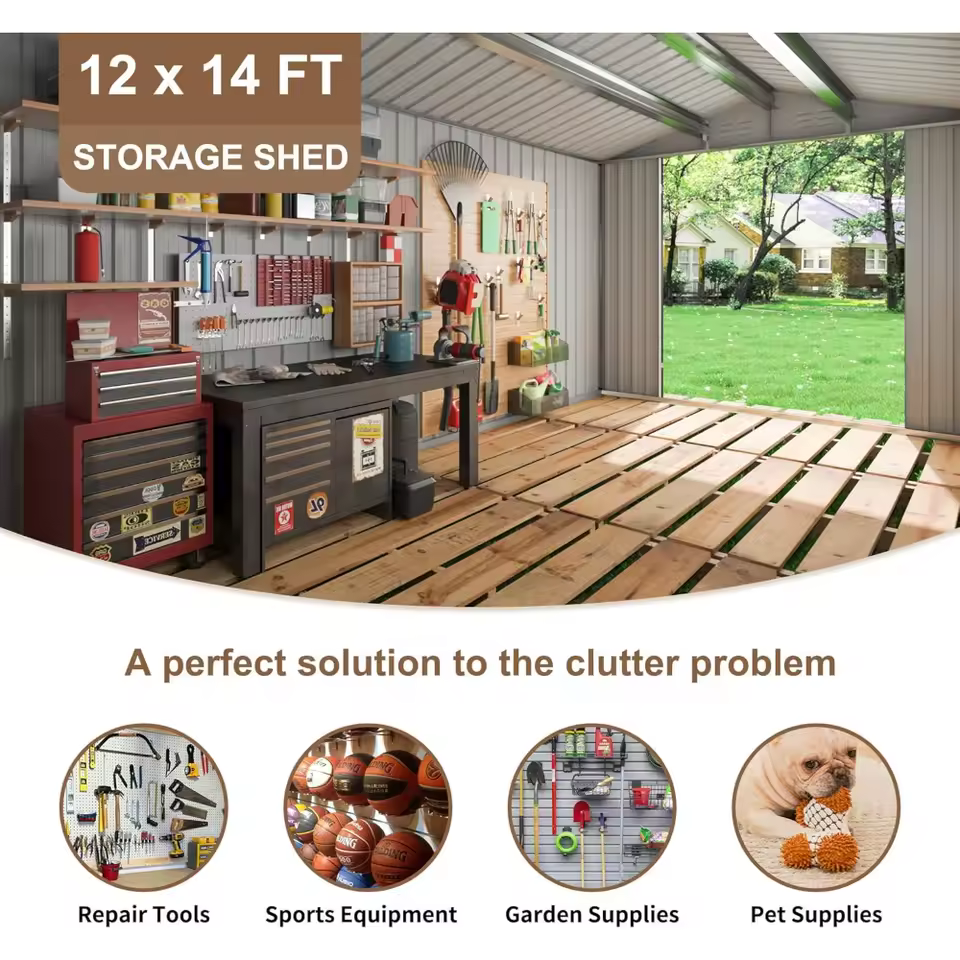12x14 FT Outdoor Metal Storage Shed image