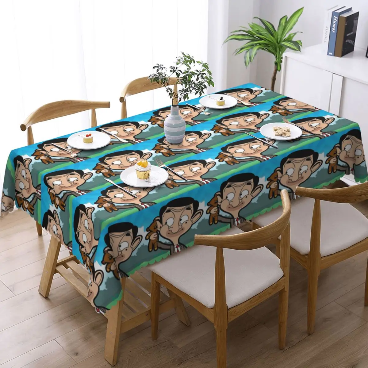 Mr. Bean Cartoon Tablecloth Restaurant Kitchen Rectangular Tablecloth Festival Party Tablecloth Outdoor Dining Table Cover