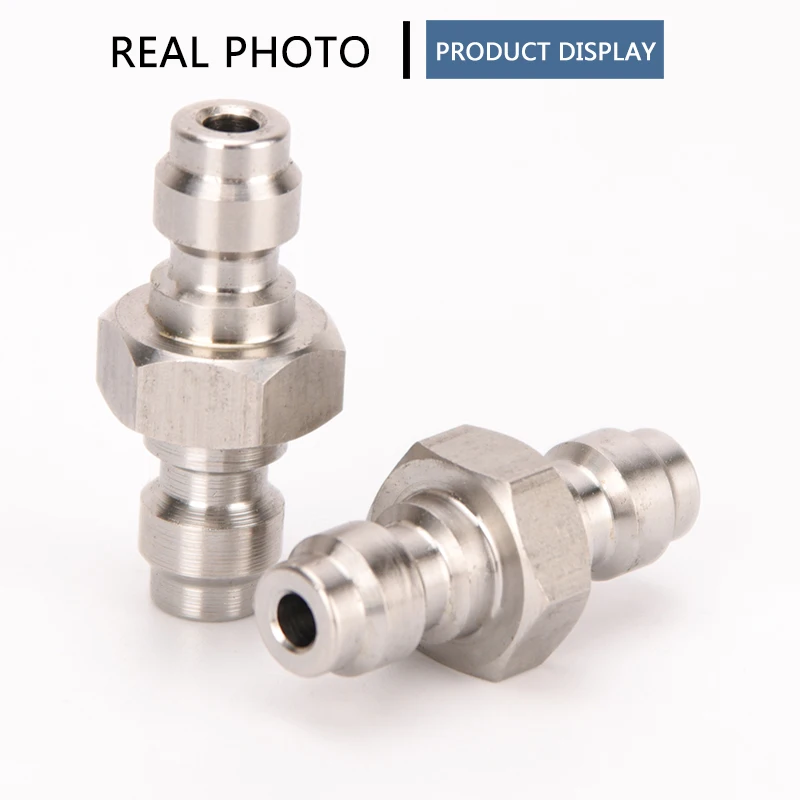 Stainless Steel Double End Male Plug Male-Male Plug Quick Coupling 8mm Socket 2pcs/set