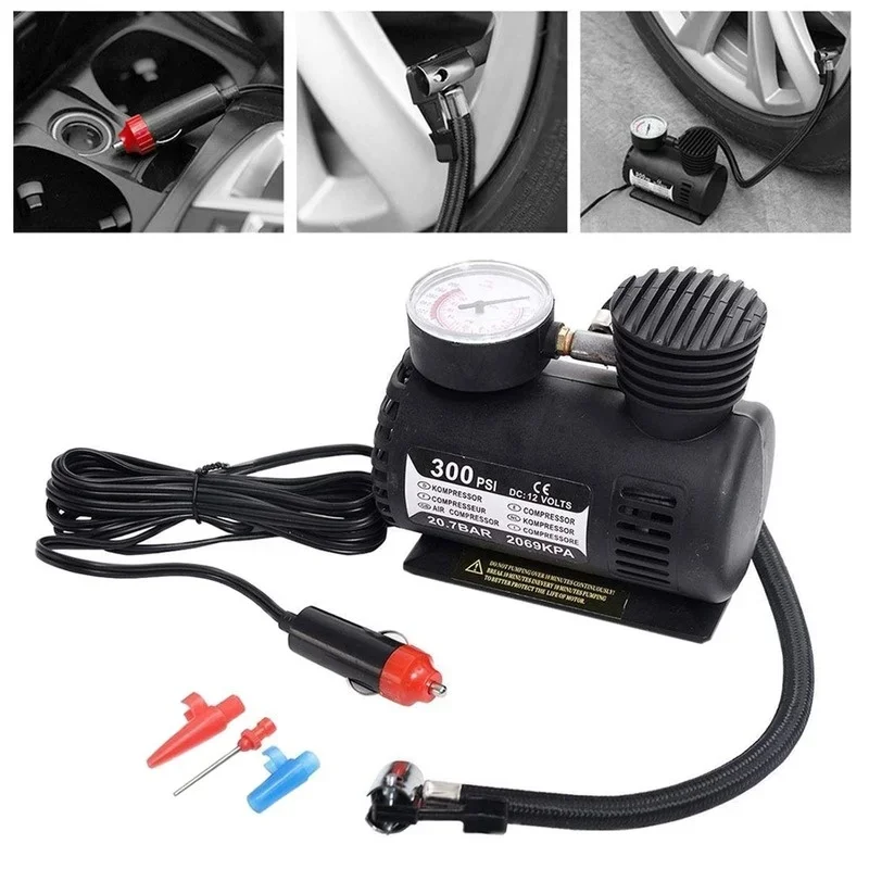 Car Accessories Automotive Durable Vehicle Mini Air Compressor 300 PSI Tire Inflator Pump 12V Car Parts