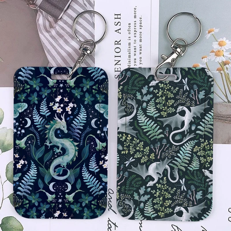 Cute Cartoon Dinosaur Keychains Holders Bank Bus ID Credit Cards Key Ring Chains